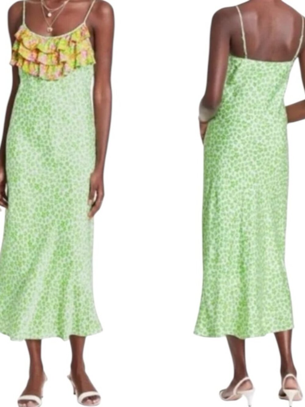 Rixo green animal print maxi dress 2X NWT